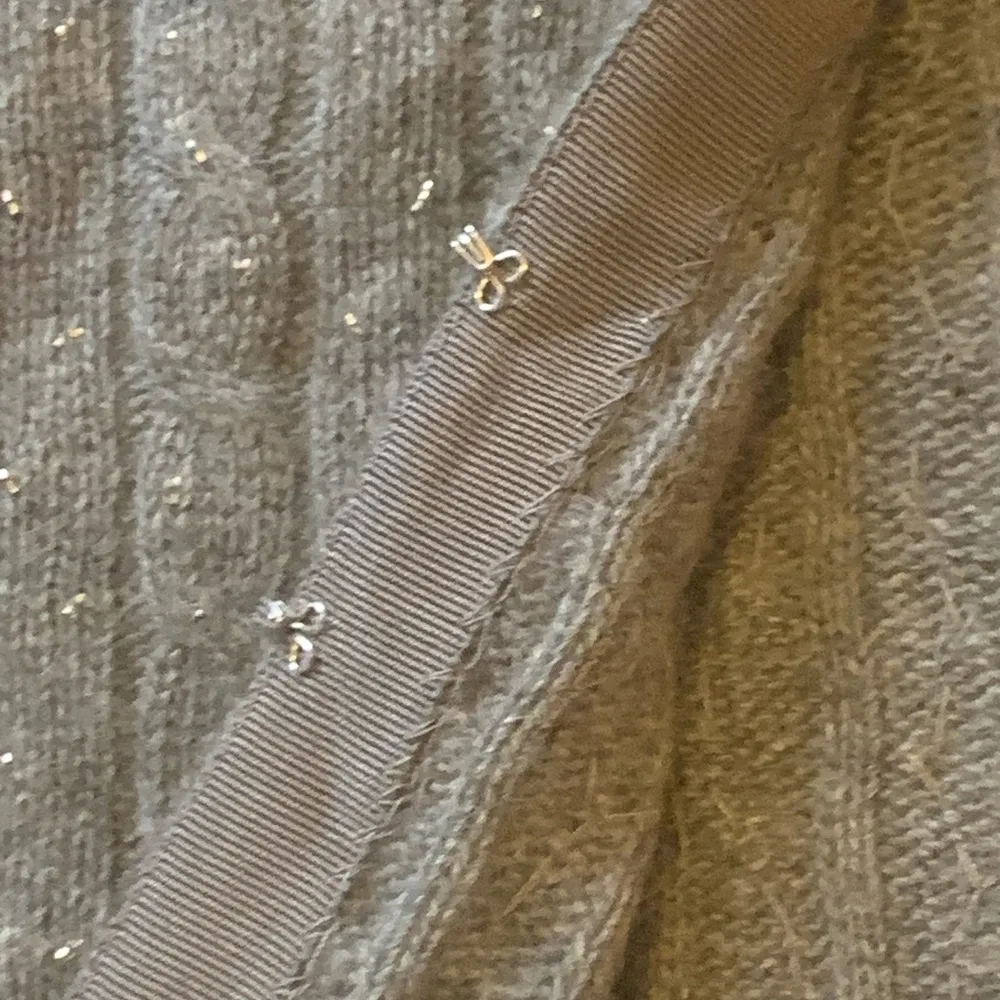 J.Crew Cardigan Medium Gray Beaded Cashmere Wool Angora Blend 3/4 Sleeves Cable - Image 4