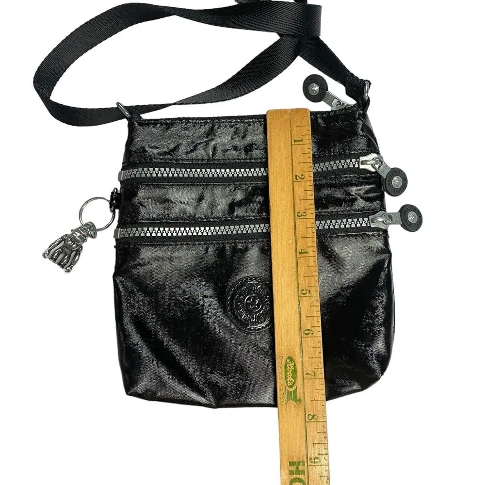 Kipling Alvar Black Nylon Mini Crossbody Bag Adjustable Strap 2 Front Pocket - Image 11