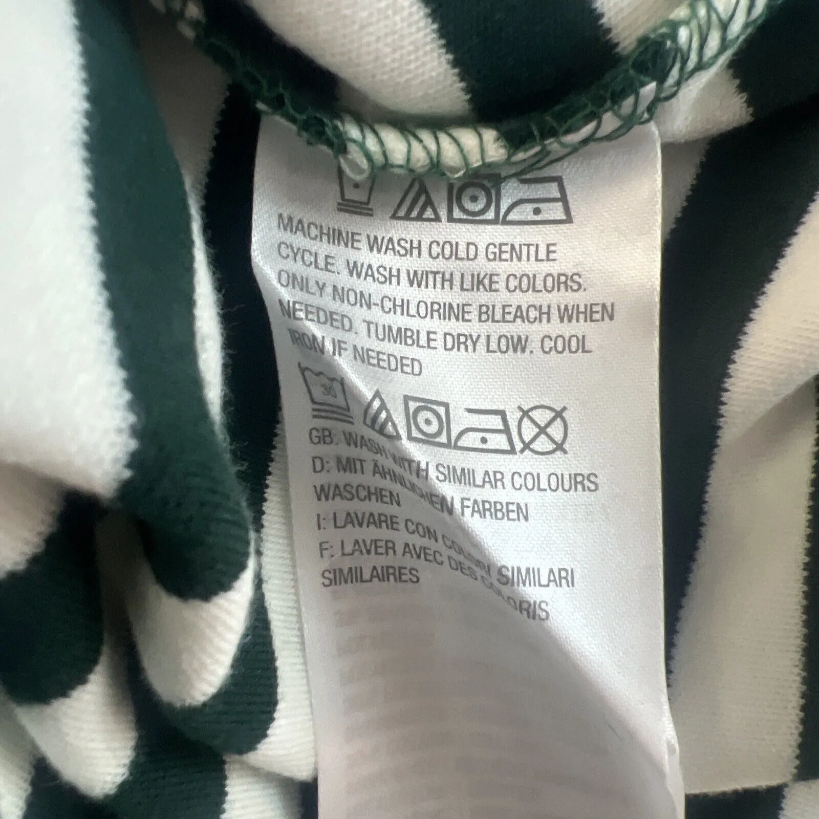 Denim‎ & Co Velour Hood Stripe Tunic Kangaroo Pocket Green White Coastal Cabin Size 2X - Image 10