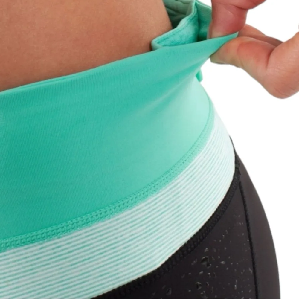 Lululemon Run A Marathon Crop Leggings Tights Pants Black Menthol Wee Stripe 4 - Image 3