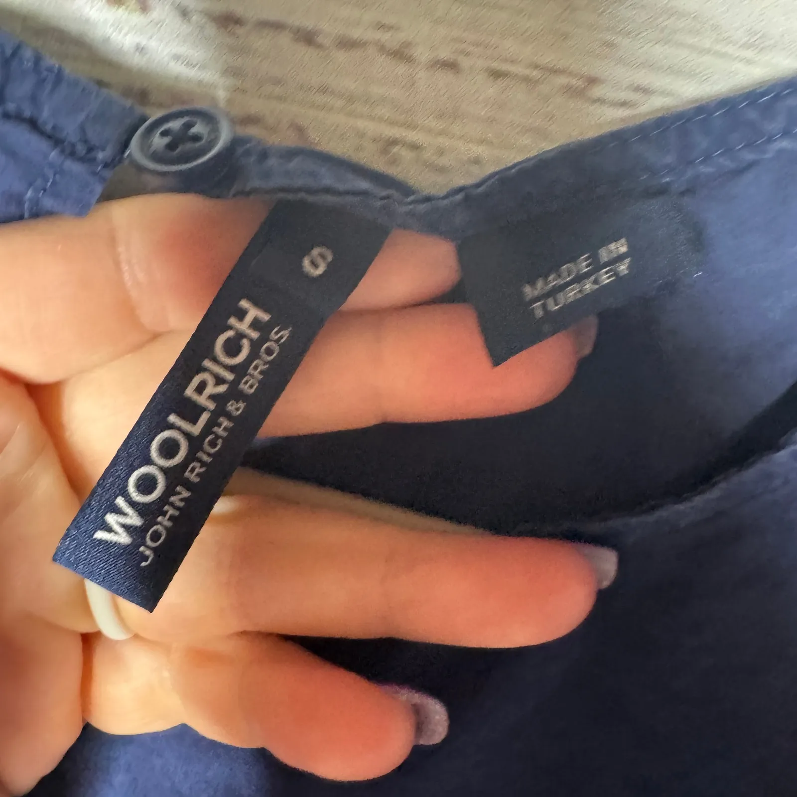 Woolrich Blue Midi Dress Short Sleeve Belted Waist 100% Cotton SM - Image 3