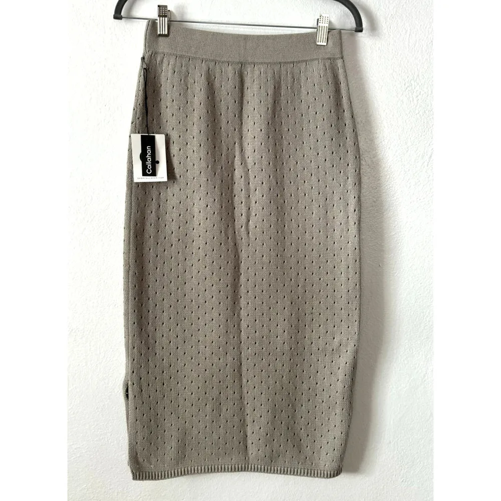 NWT REVOLVE Callahan Genny Skirt Grey Midi Perforated Slit Women Size Small - Image 4