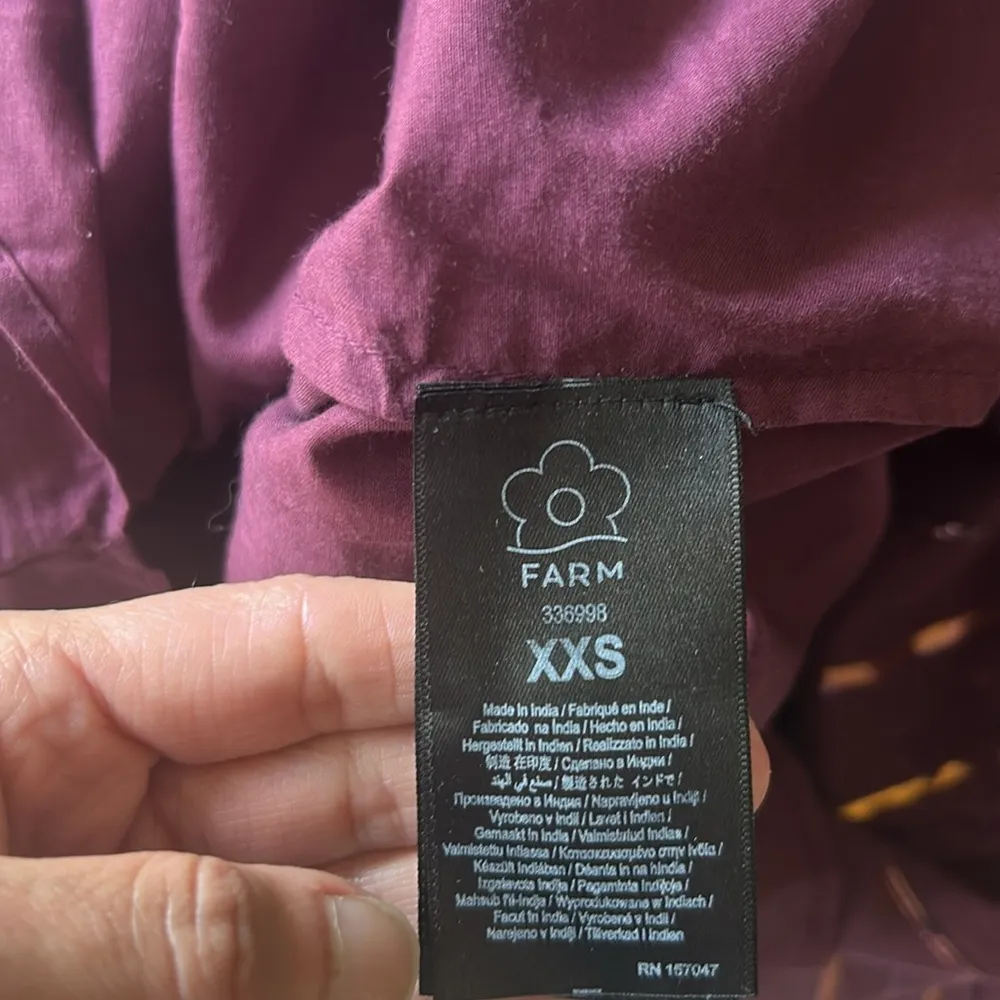 FARM Rio Long Sleeve Pleated Yoke Burgundy Button Down Blouse Size XXS NWT - Image 16