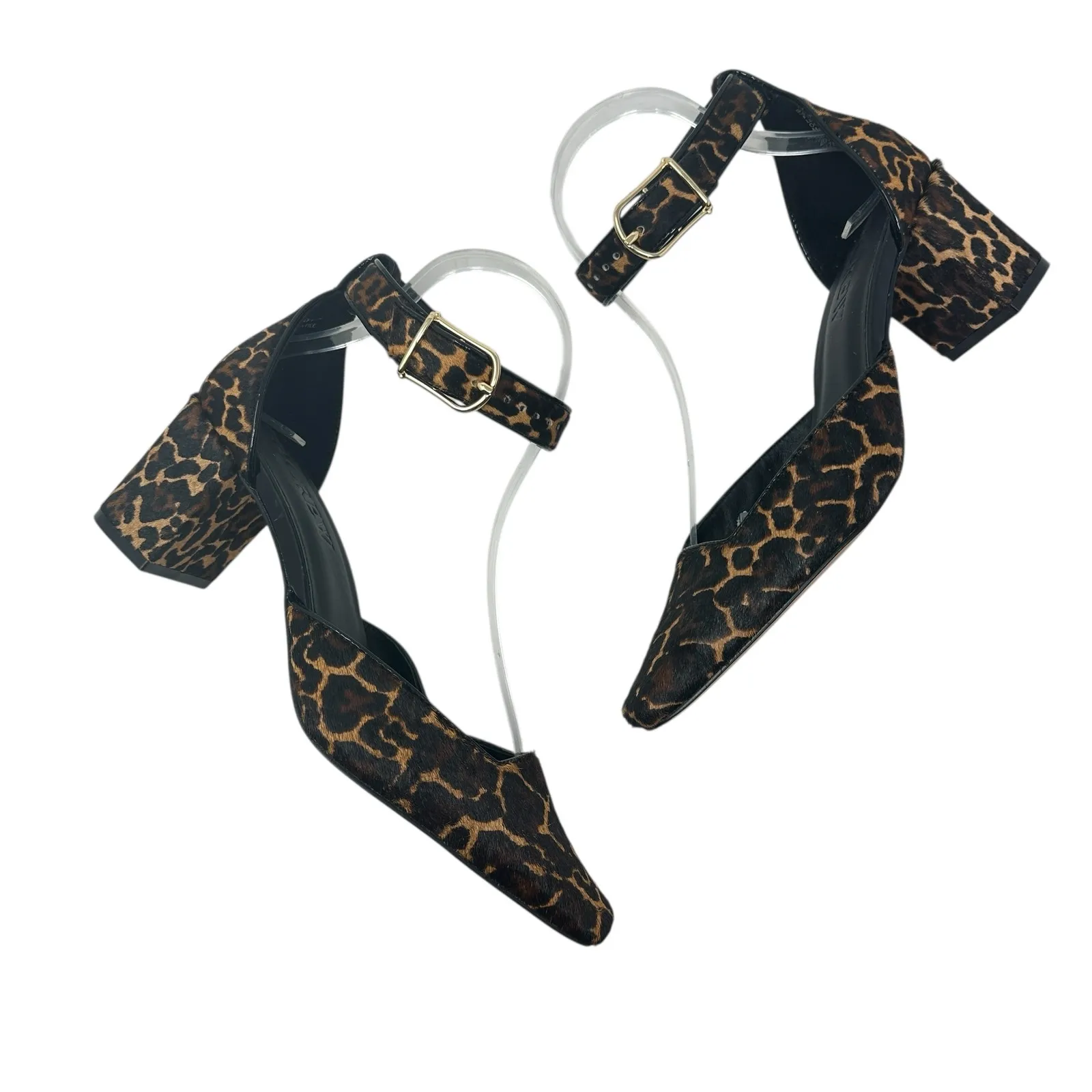 J. Crew Buckle-strap Block Heels in Leopard-Print Calf Hair‎ Brown Size US 7 - Image 2