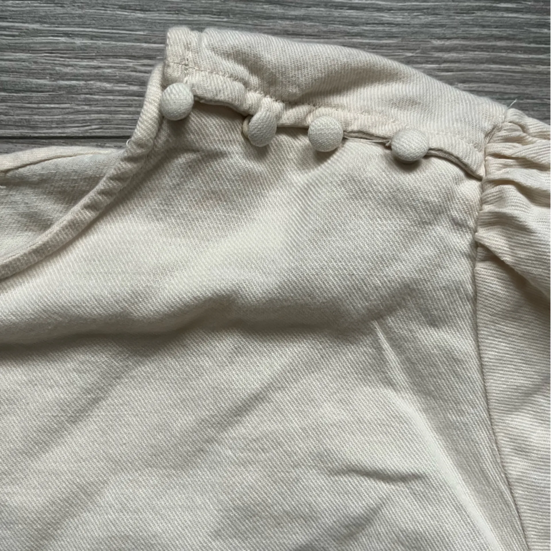 Who What Wear 100% Cotton Cream Puff Short Sleeve Button Accent Top Size XL - Image 3