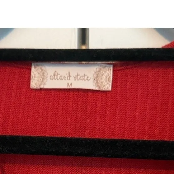 Altar'd State Red Ribbed Cropped Wrap‎ Cardigan Sweater Womens M - Image 5