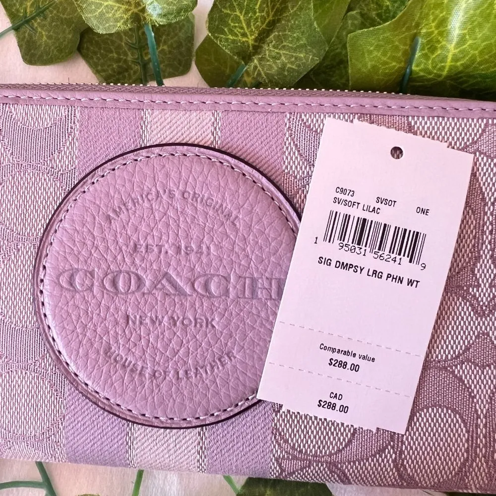 Dempsey Large Phone Wallet In Signature Jacquard With Stripe And Coach Patch c90 - Image 5