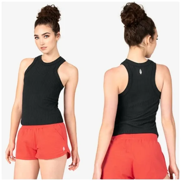 {XS} Free People Movement "Blissed Out" Ribbed Racerback Tank Top Black - Image 2