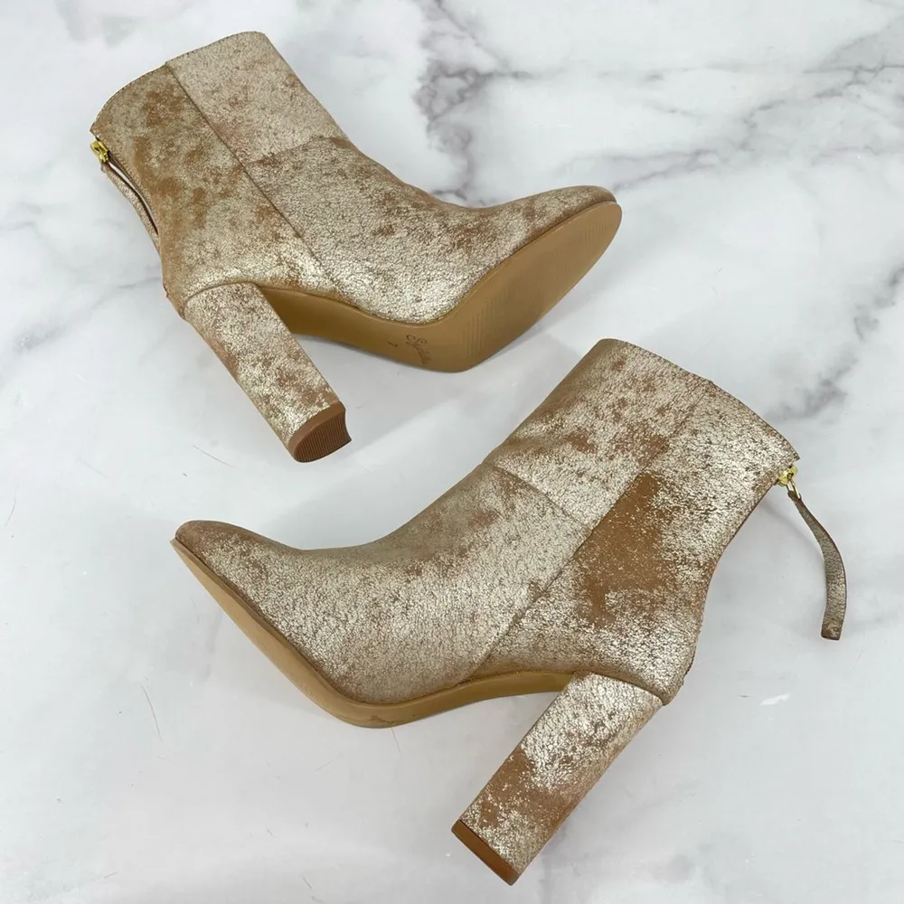 Seychelles Ankle Boots Booties Metallic Block Heel Round Toe Zipper Size 7 New - Image 3