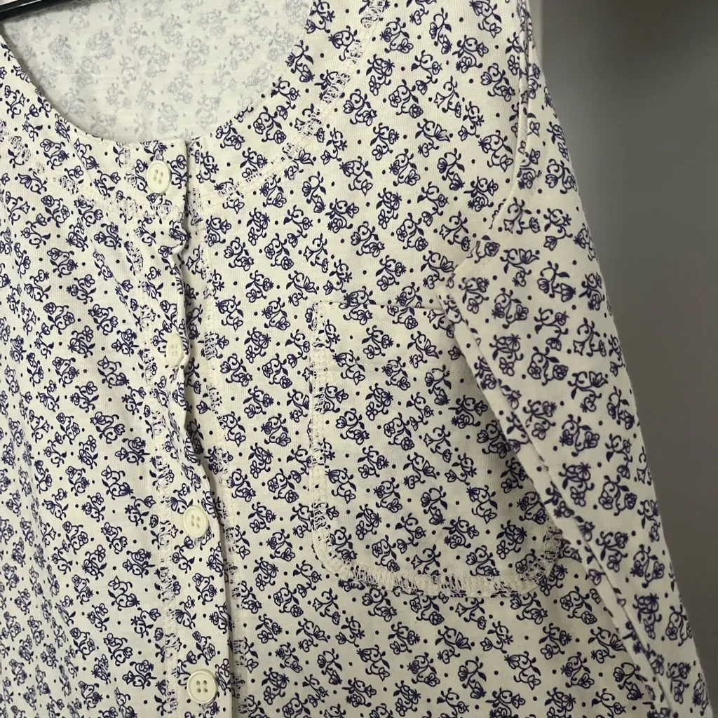 Free People Floral Tank Top - Cream and Blue - Image 2