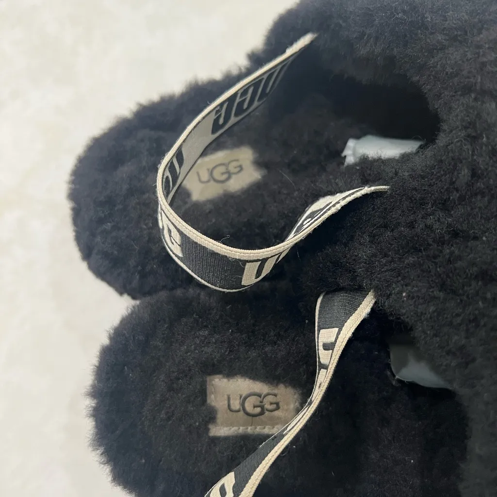 UGG  Black Fluff Yeah Slingback Slippers Size 9 US - Image 3
