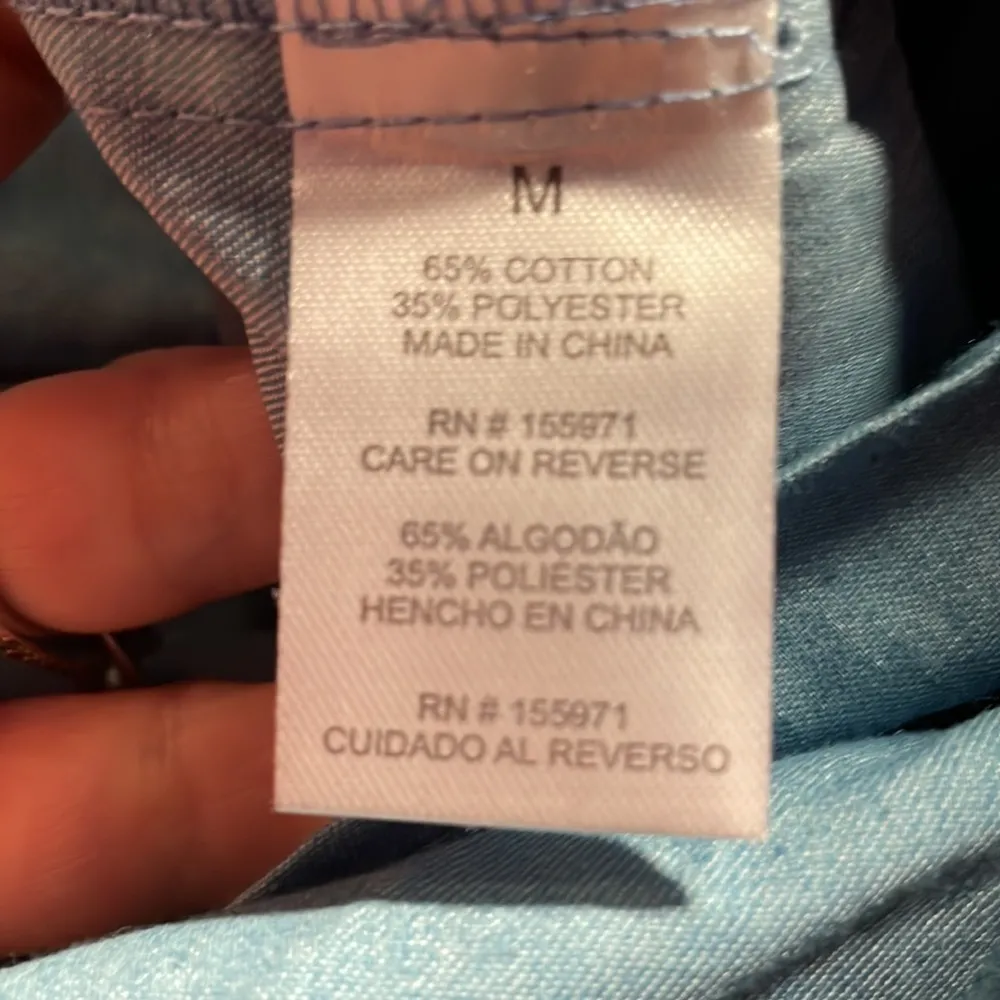 NWT Notebuk Sky Blue Collared Button Down Tie Front Button Up 3/4” Sleeve Shirt Size M - Image 6