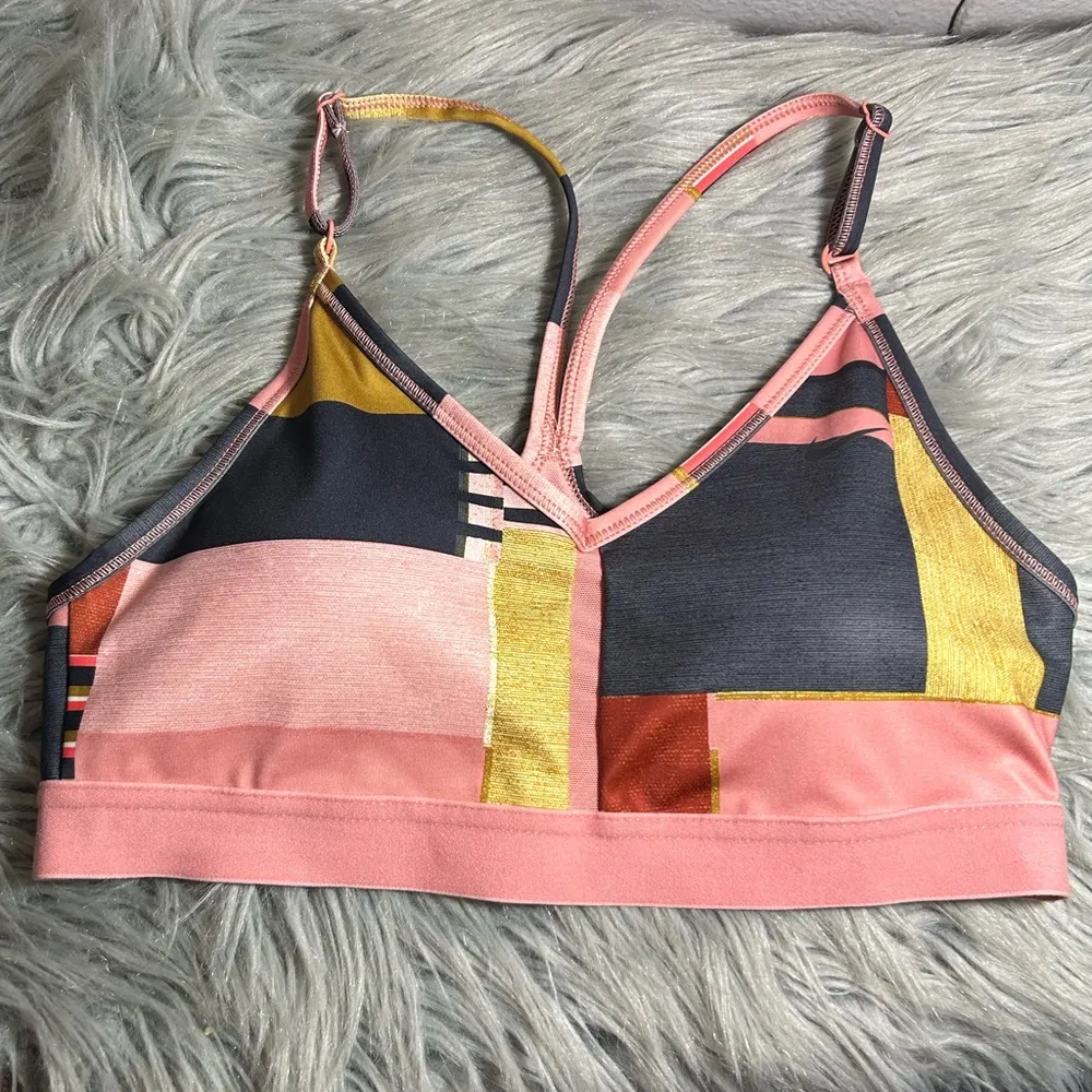 Nike Indy Light Support Non-Padded Block-Print Patchwork Sports Bra Size M - Image 2