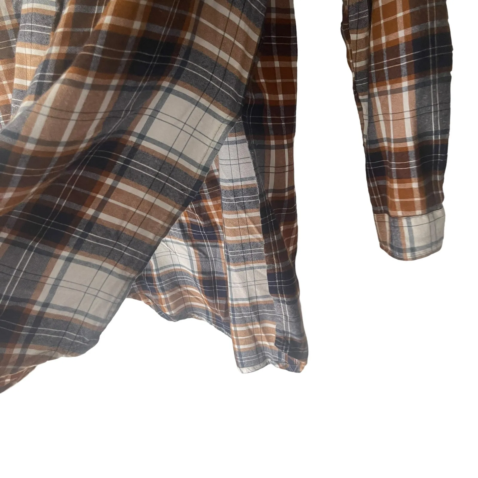 Jag jeans Jag Women's Size Medium Plaid Brown‎ Blue Button Tunic Top - Image 4