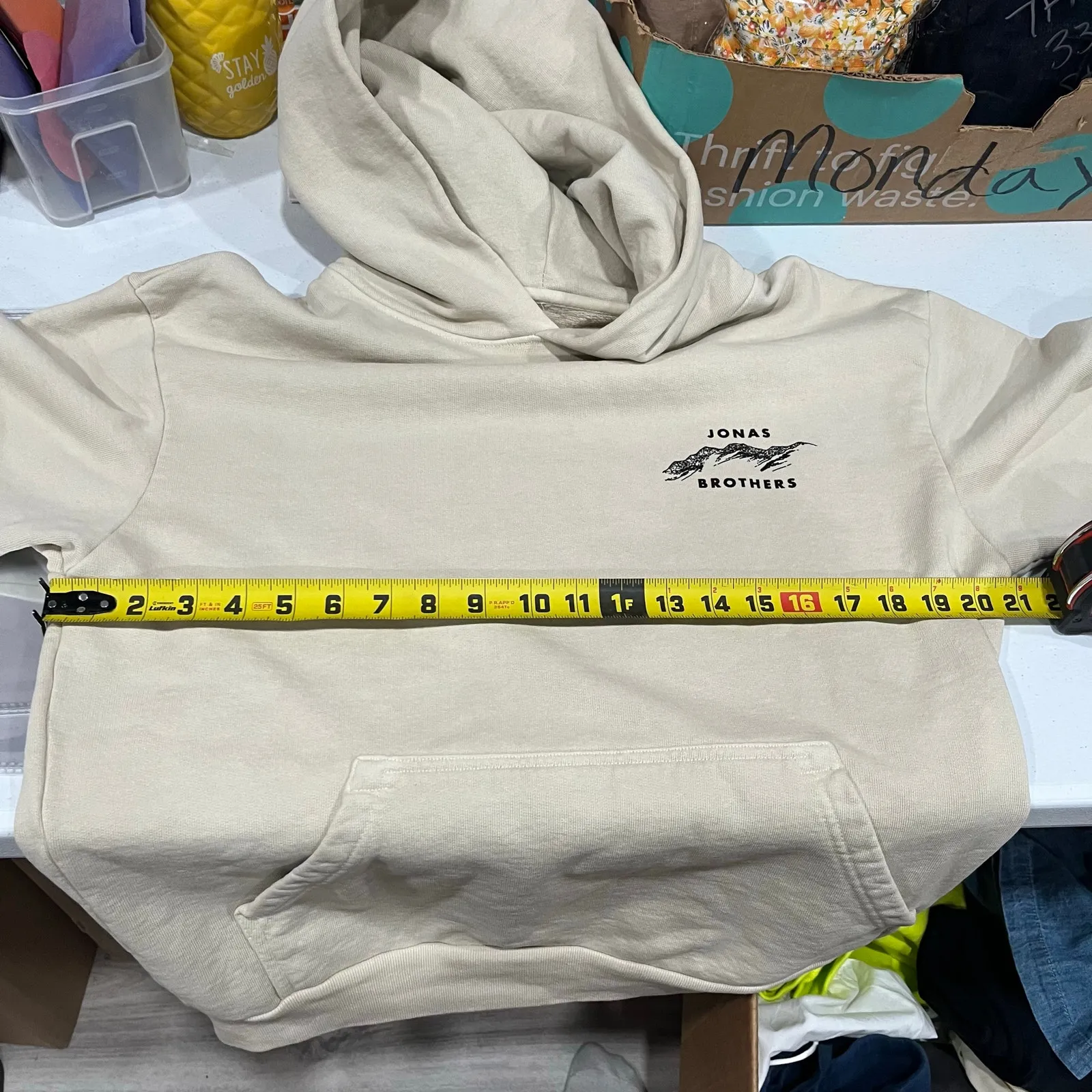 Jonas Brothers The Album Hoodie Tan Cotton Lounge Boy Band Womens Small - Image 7