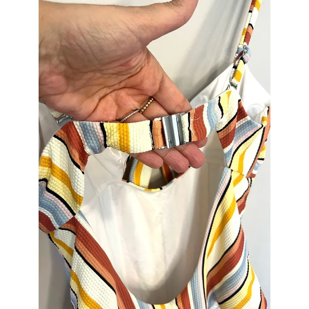 NWT Minkpink Swim Paradise One Piece Multicolor Stripes Swimsuit sz. M - Image 7