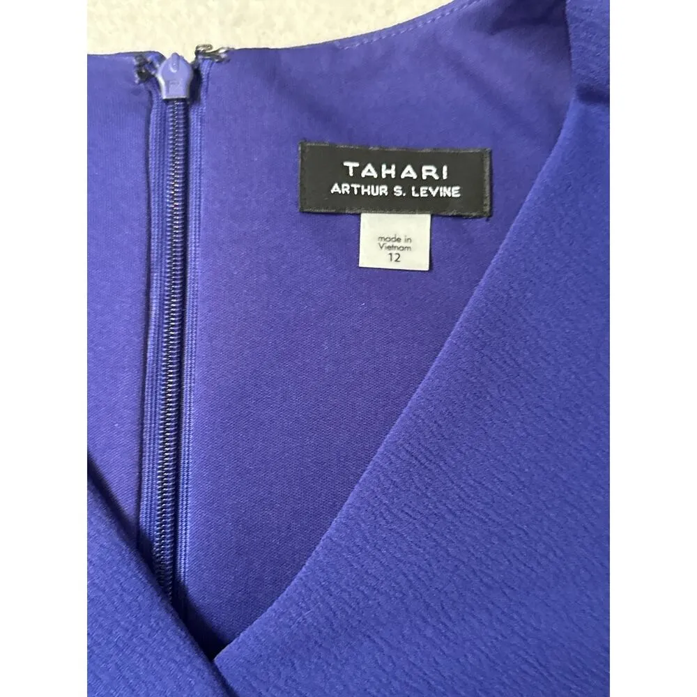 Women’s Tahari Violet V-neck Pencil Dress Sz 12 - Image 2