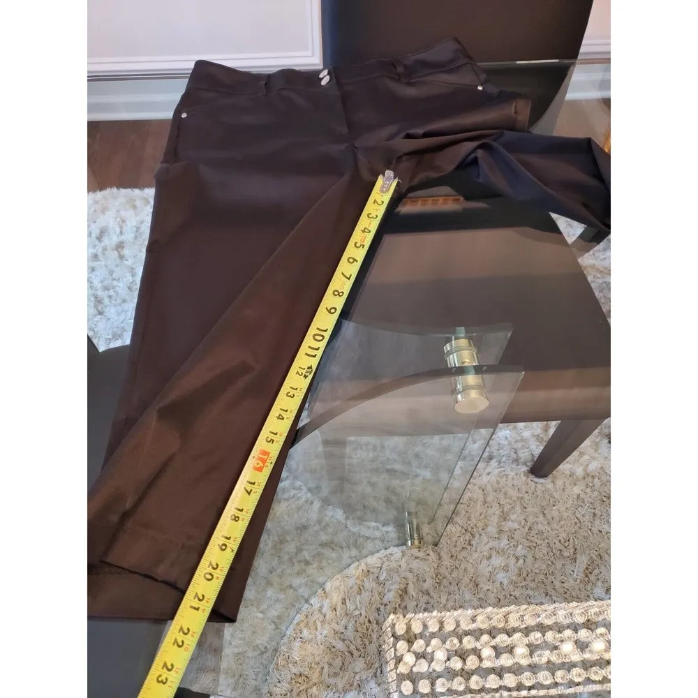 Sharagano Women's Solid Black Cotton Button Mid Rise Straight Fit Pant Size 12 - Image 11