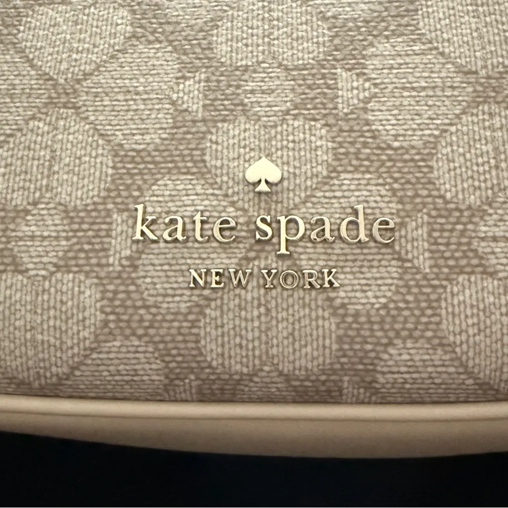 NWT Kate Spade Signature Flower PVC Large Crossbody K1910 Dark Beige - Image 7