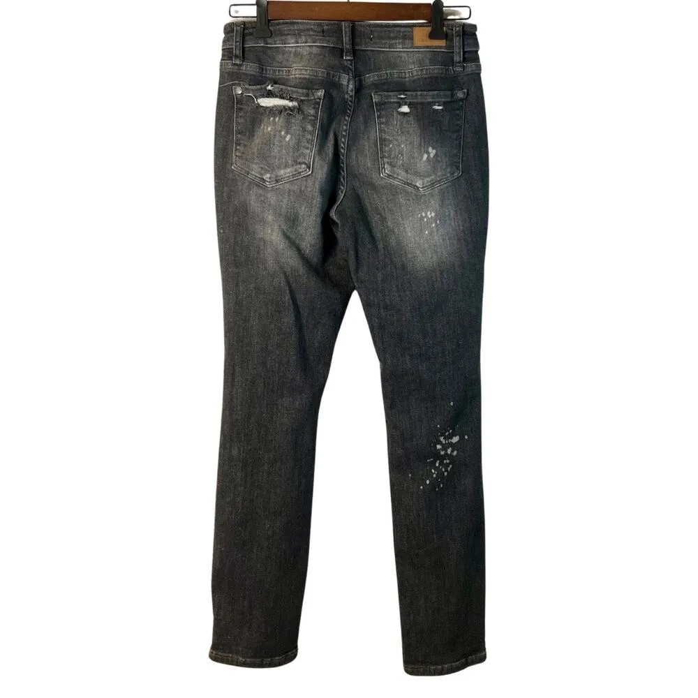 Judy Blue Women’s Black Distressed Boyfriend Fit Jeans Size 5 - Image 2