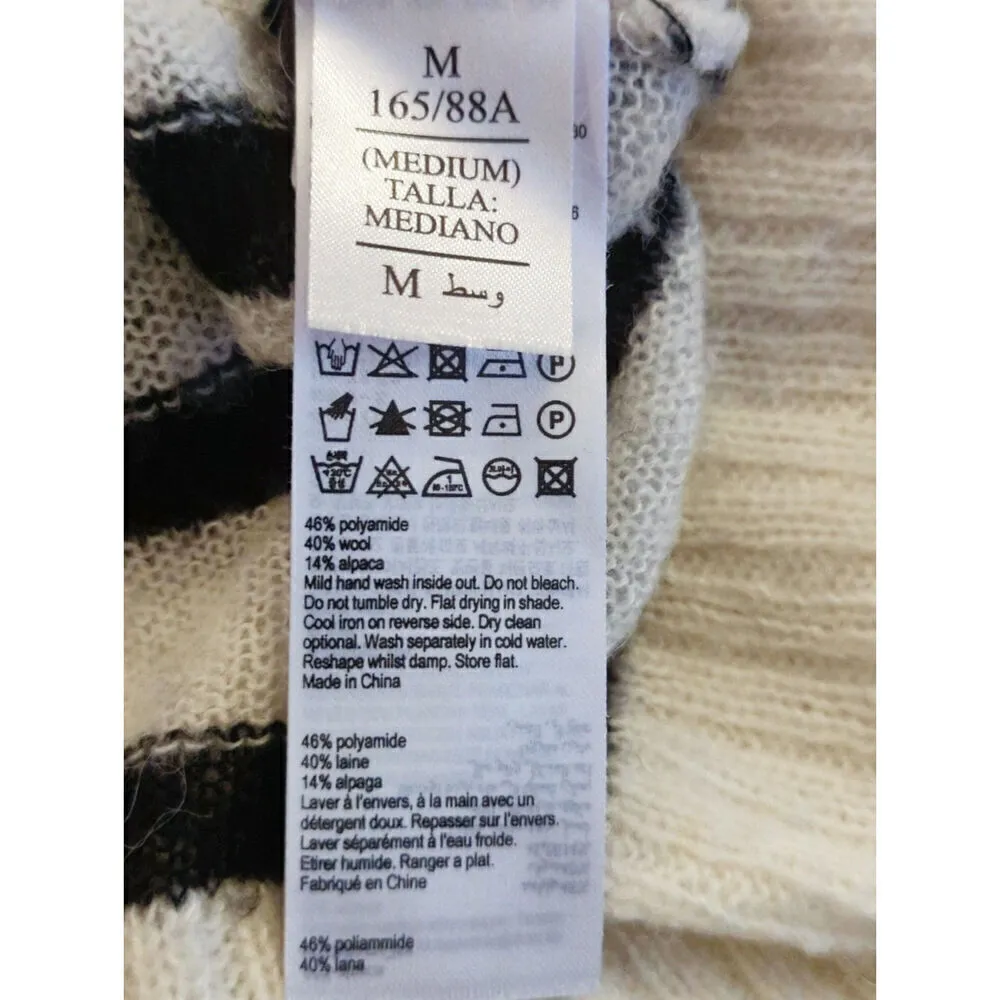 All Saints Striped Wool Alpaca Blend Pullover Lune Sweater Knit Loose Size M - Image 6