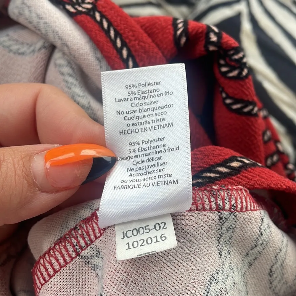 Lularoe Cassie Pencil Skirt Nautical Ropes Red Medium - Image 5