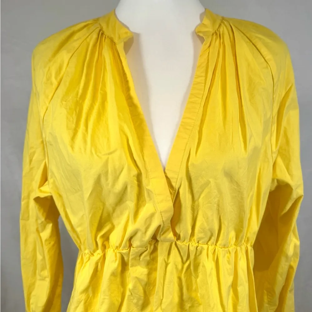 100% cotton yellow long sleeve empire waist dress size XL - Image 3