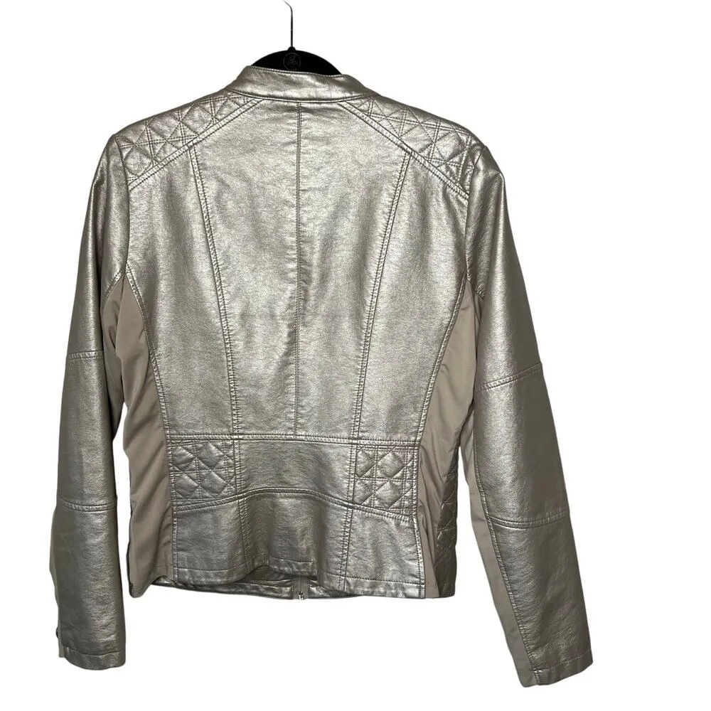 Warrior by Danica Patrick Metallic Faux Leather Jacket Size Large - Image 5