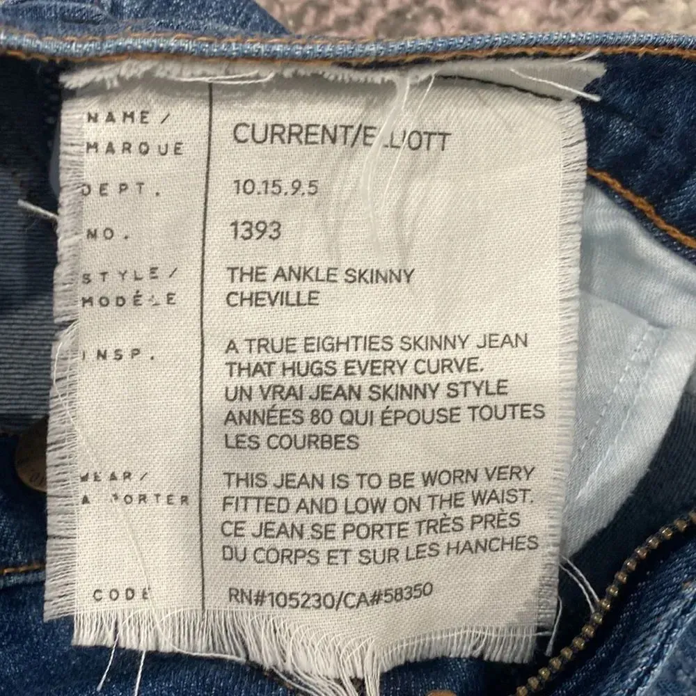 Current/Elliot Dark Cheville Ankle Skinny Gold Standard Studs Denim Jeans 28 - Image 5