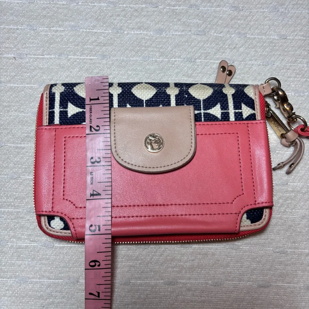 Spartina Daufuskie Island wristlet wallet‎ phone holder linen coral tan - Image 4