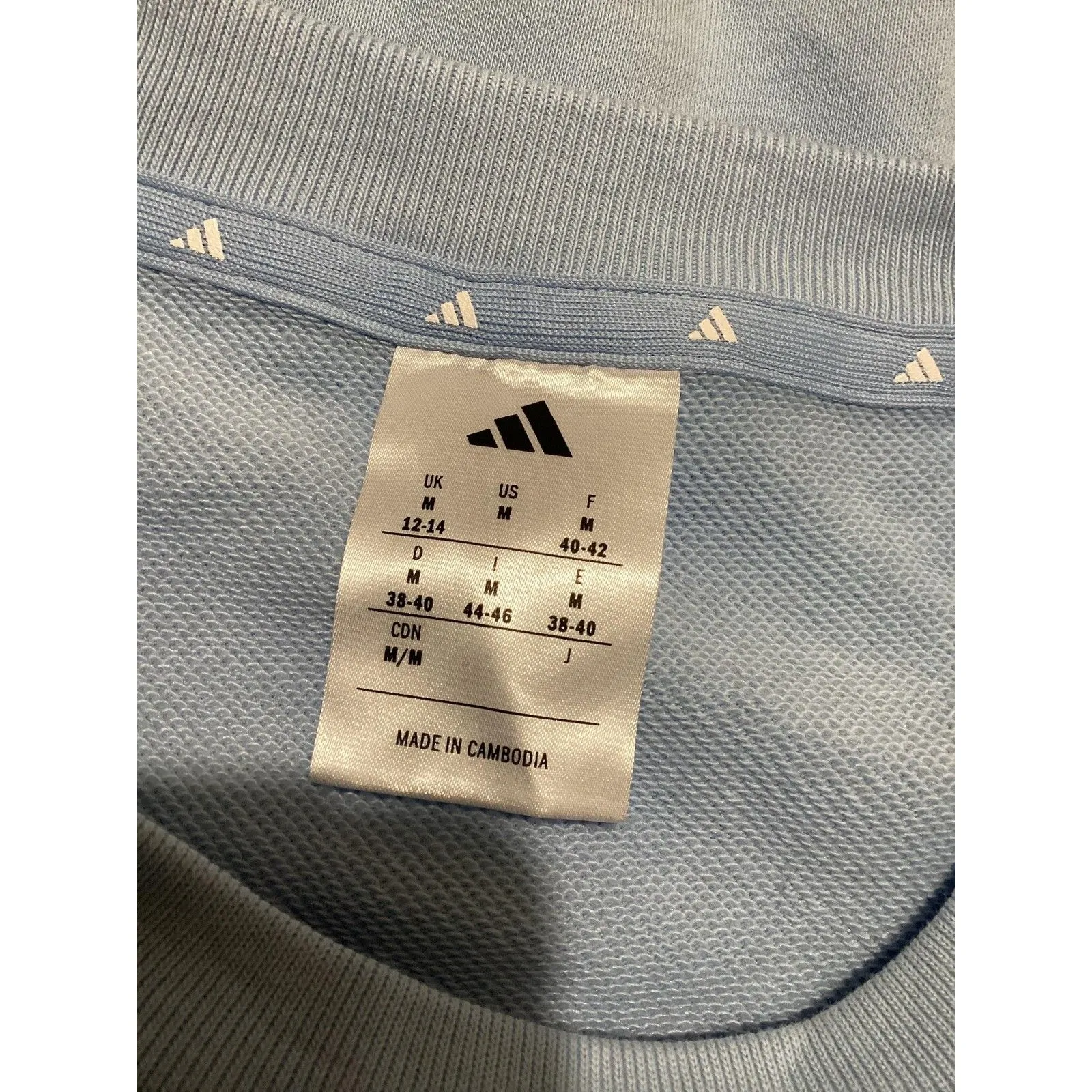Adidas Sweatshirt Womens Medium Light Blue Crewneck Pullover 3-Stripes Logo - Image 4