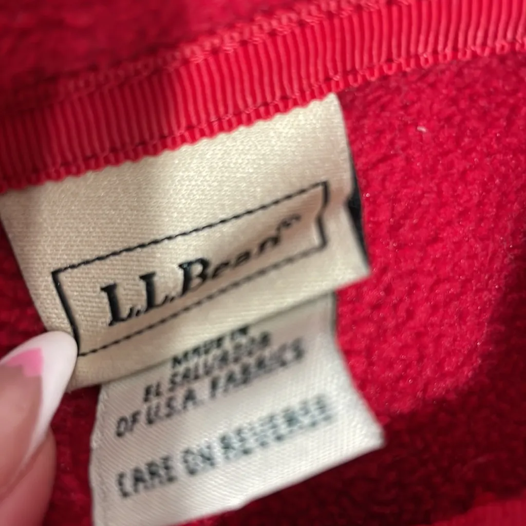 LL Bean Red Fleece Zipper Jacket Size L - Image 5