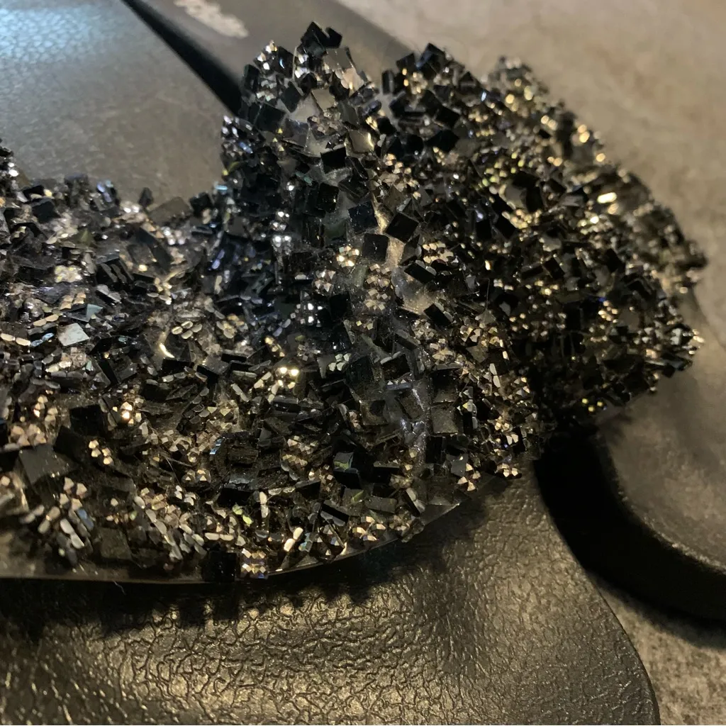 Womans Charlotte Russe Black Dazzled Sandal Slides - Image 5