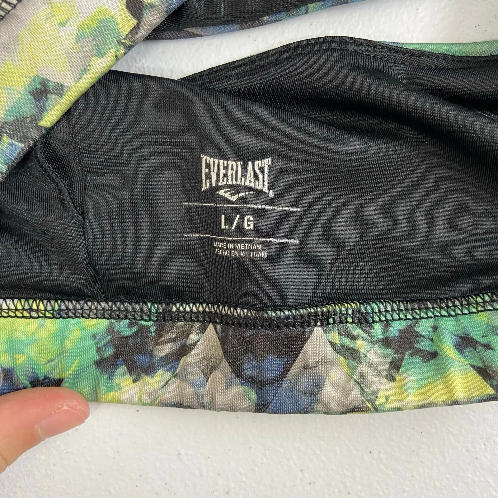 Everlast women's green geometric mesh racerback sports bra athletic activewear L - Image 5