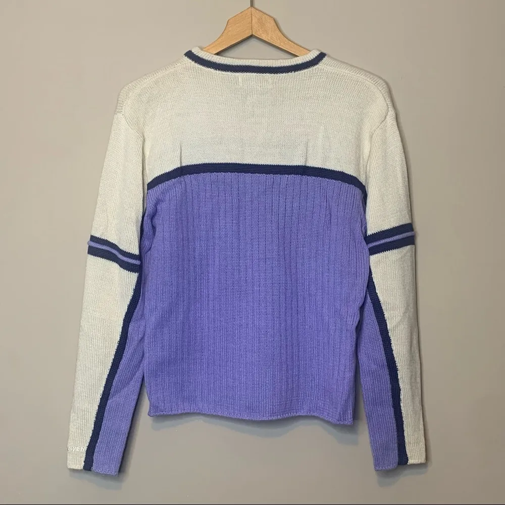 Obermeyer Juniors Pullover Sweater Apres Ski Crewneck Side Zip Purple Cream NWT - Image 5