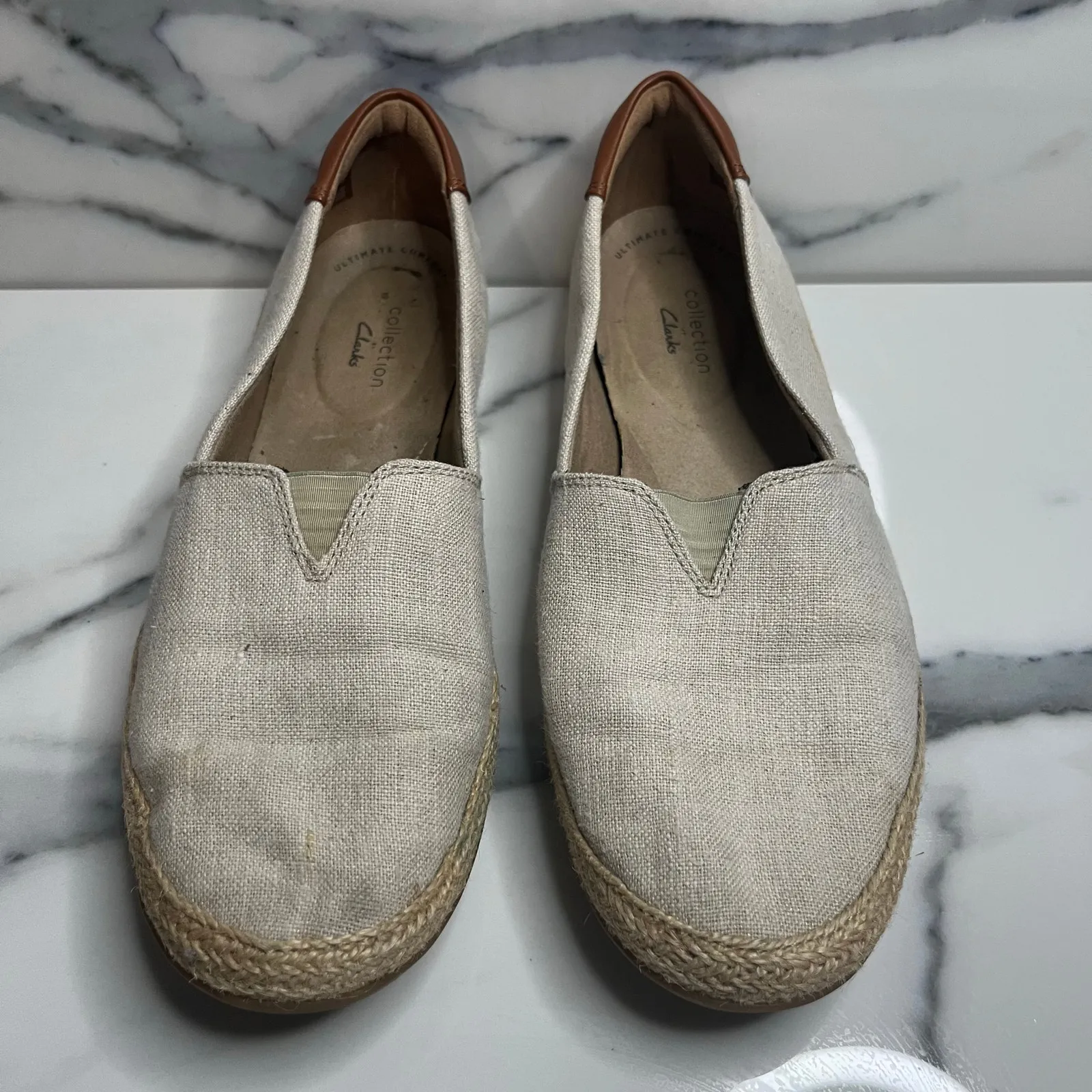 Clarks Women's Neutral Canvas Espadrille Danelly Sky Slip-On Comfort Shoes Sz 9 - Image 2