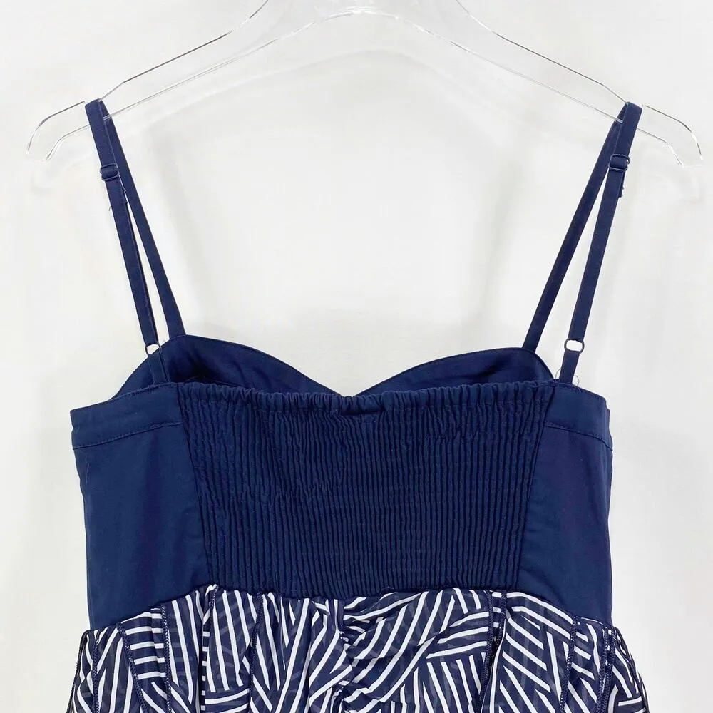 H&M Navy Blue Striped Empire Waist Sleeveless Mini Dress - Image 6