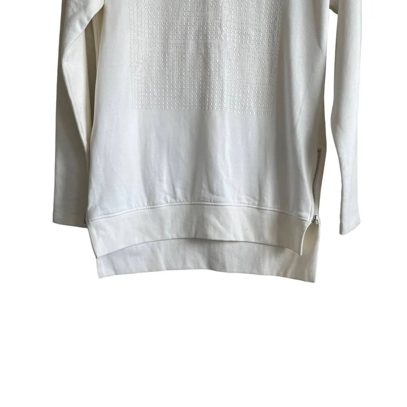 Noisy May Women Sweatshirt XS Cream‎ Mock Neck Matte Sequin Modern Minimalist - Image 8