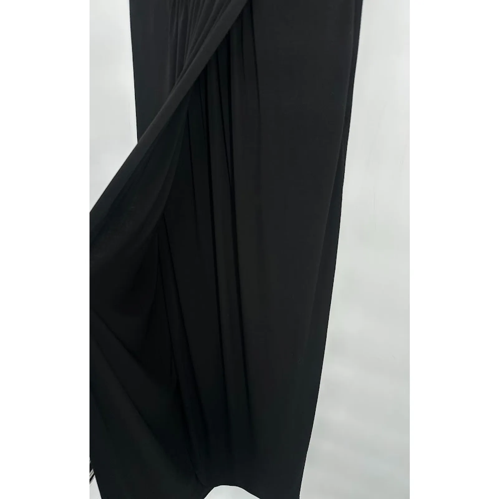 Calvin Klein Size 6 Black Formal Surplice Maxi Dress Sequin Waist Faux Wrap - Image 3