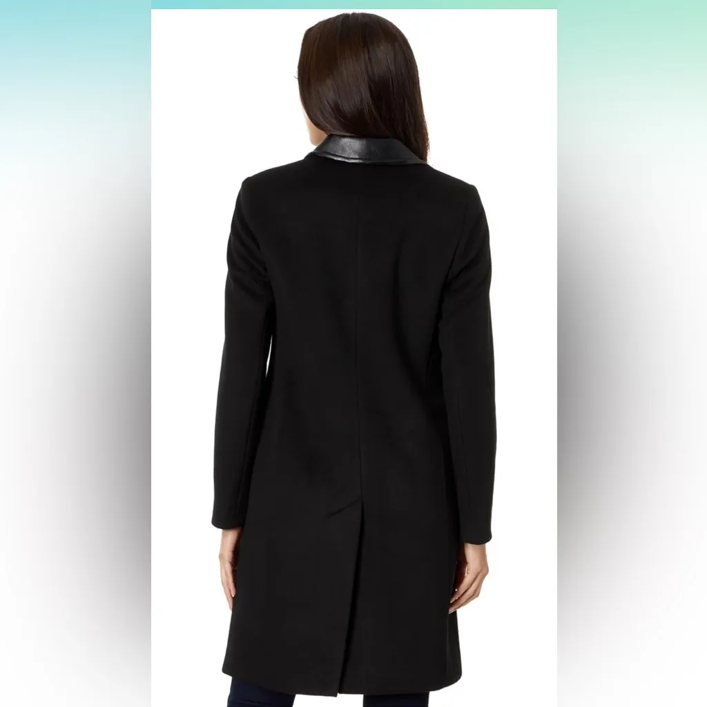 Lauren Ralph Lauren Double-Breasted Coat 14 | Faux-Leather Trim Wool Blend - Image 4