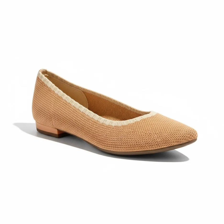 VIONIC DAHLIA TAN CREAM FABRIC BALLET FLATS SZ 7 - Image 2