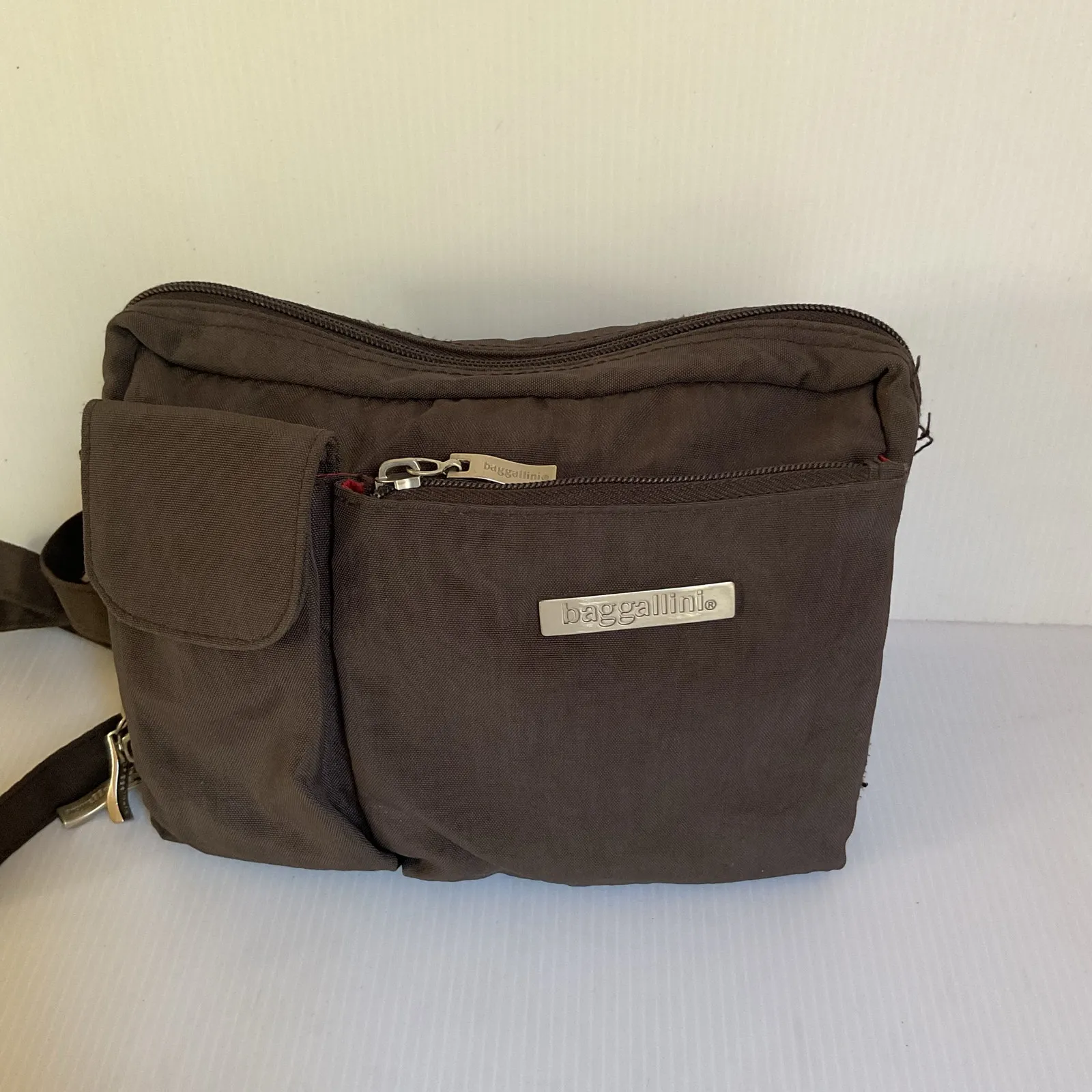 Baggallini Brown Nylon Crossbody Travel Organizer Bag Multi-Compartment - Image 4