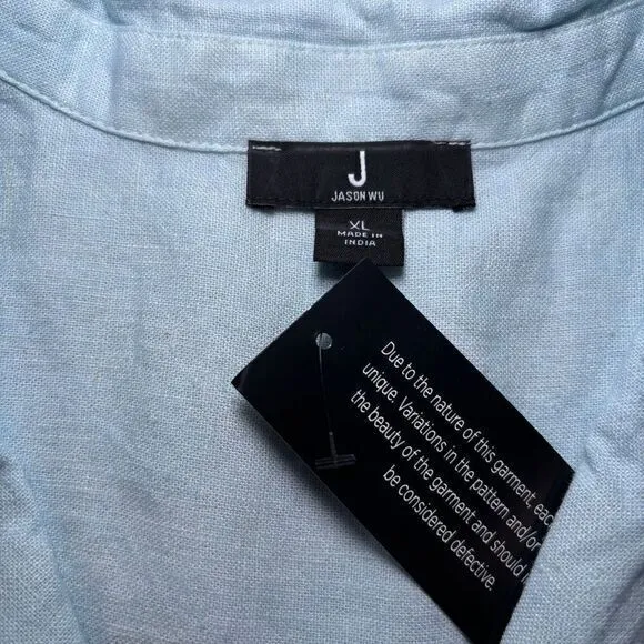 J Jason Wu NWT Blue White Dip Dye Oversized Linen Blend Button Down Shirt XL - Image 6