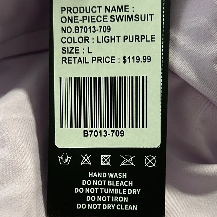 Ocean Blues Size L Bandeau One Piece Swimsuit Molded Cups Shirring Tummy Control Purple Size L - Image 8