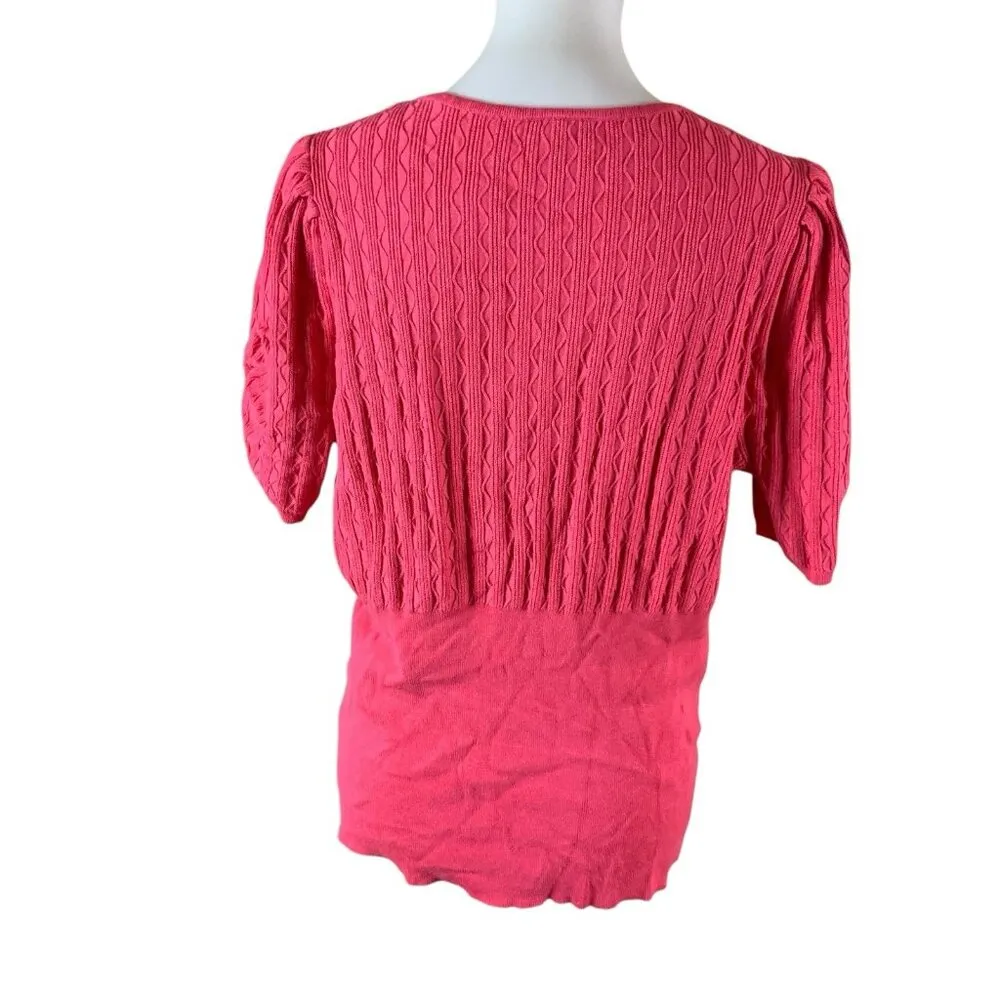 Torrid Pink Cable Knit V Neck Short Sleeve Pullover‎ Sweater Size 3X - Image 3