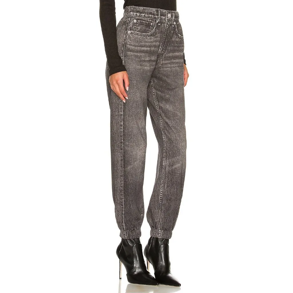 NWT rag & bone Miramar Jogger in Black Magic Photo Print Faux Jean Sweatpant XXS - Image 8