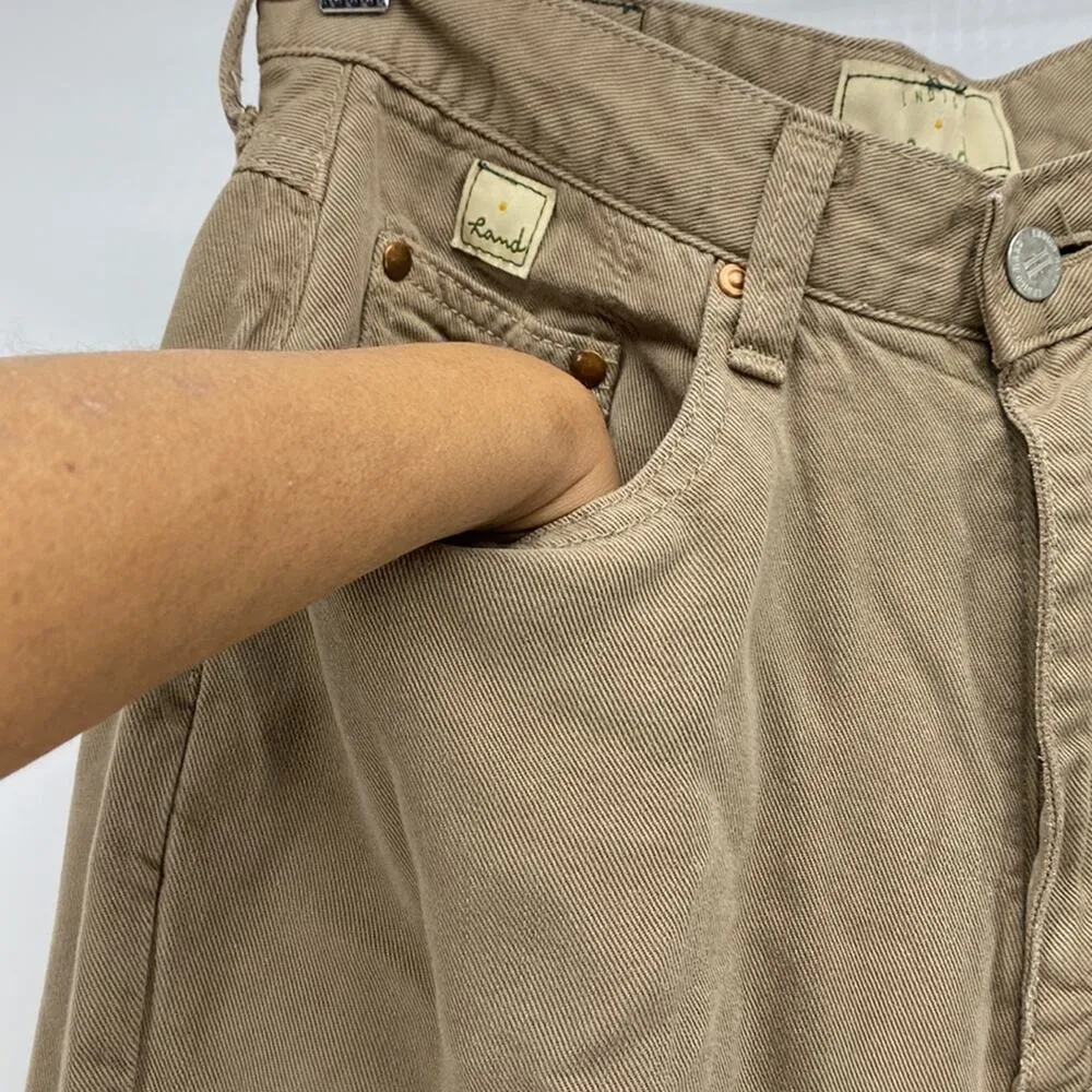 Indigo land relaxed high waisted wide leg soft pants made in USA sz 30 Tan - Image 5