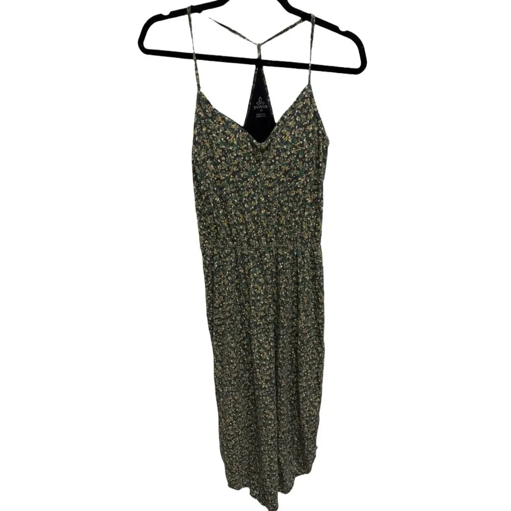 PRANA Ayala Midi Jersey Dress in Black Pedals Ditsy Floral Size XS - Image 2