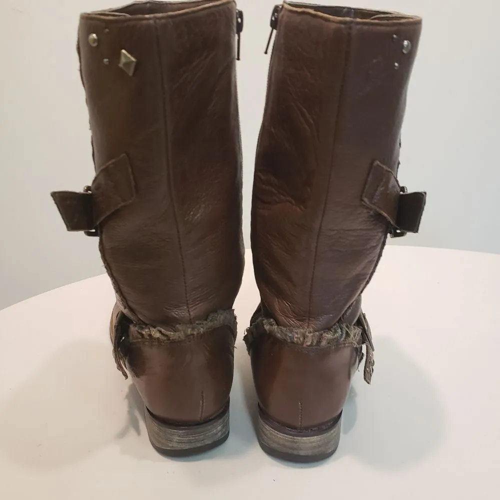 Kensie Brown Leather Boots Size 8 - Image 4