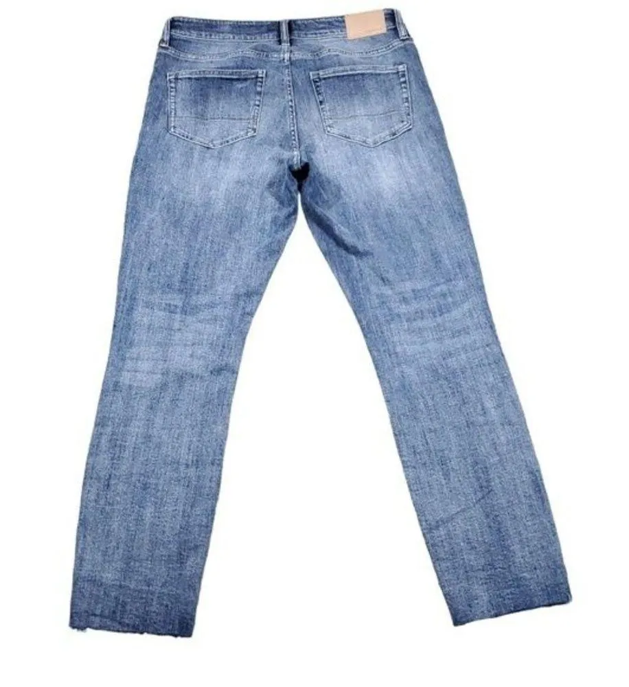 Stonefield Conrad Ankle High Rise Ankle Skinny Jeans Button Fly Raw Hem 32 x 27 Blue - Image 2